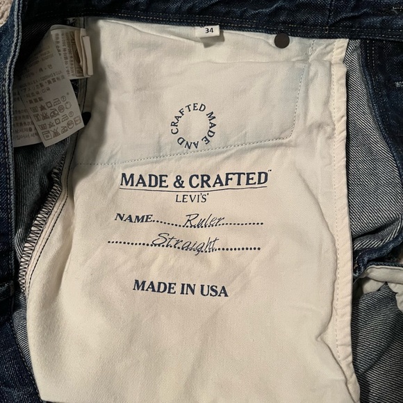 🇺🇸 Levi's Made & Crafted Jeans Straight Button Fly Mens 34X34 Made In USA - Picture 2 of 10